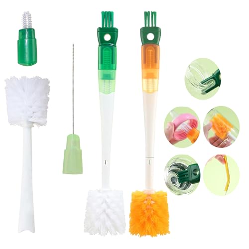 2 Pcs Brush Cleaner, 5-In-1 Multifunctional Flaschenbürste Lang, Babyflaschen Bürste, Strohhalm Bürste, Reinigungsbürsten Für Kleine Räume Wasserflaschen-Reinigungsbürste von Suevut