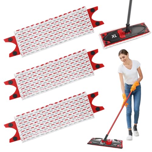 3 Stück für Vileda Ultramax XL Bodenwischer Ersatzbezug Set,51x14cm für Vileda Ultramat XL Wischmopp Ersatzbezug, Mikrofaser Extrabreiter Wischmopp Wischbezug, für Flecken Entfernen, Boden Reinigen von Suevut