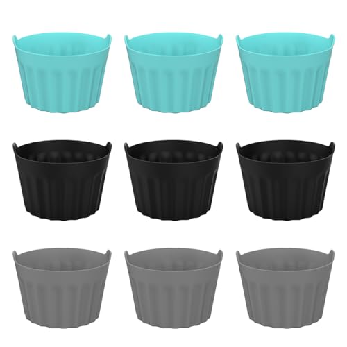 Auflaufförmchen für Luftfritteuse, 9 Stück, Eierpochierer für Luftfritteuse, Silikon-Luftfritteuse, Eierform, antihaftbeschichtet, für perfekt pochierte Eier und köstliche Desserts von Suevut