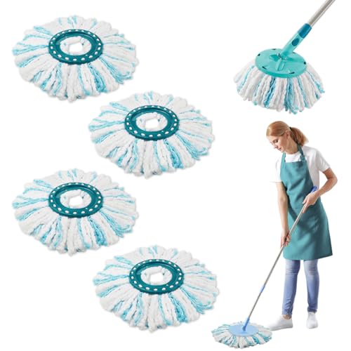 4 Stück Ersatzkopf für Leifheit Clean Twist Disc Mop Micro Set,2-Faser-System für Leifheit Clean Twist M Wischmopp Rund Bodenwischer Ersatzteile, für alle Bodenarten Schmutzaufnahme von Suevut