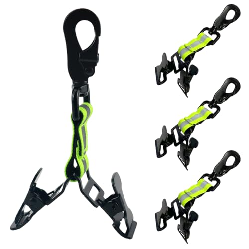 Suevut 4 Stück Feuerwehr Handschuhhalter Set, Doppelter Clip Handschuhe Halterung, mit Wanderschnalle Handschuhklammer Feuerwehr, für Aufhängen Handschuhen, Handtüchern, Schutzhelmen von Suevut