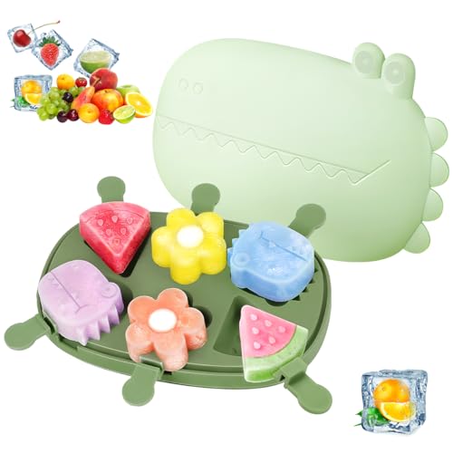 Suevut Eisformen Eis am Stiel, Silikon Eisformen für Kinder, 6 Zellen Eisform mit Stiel und Deckel, Wiederverwendbare BPA-freie Eisförmchen, für Kinder DIY Ice Cream von Suevut