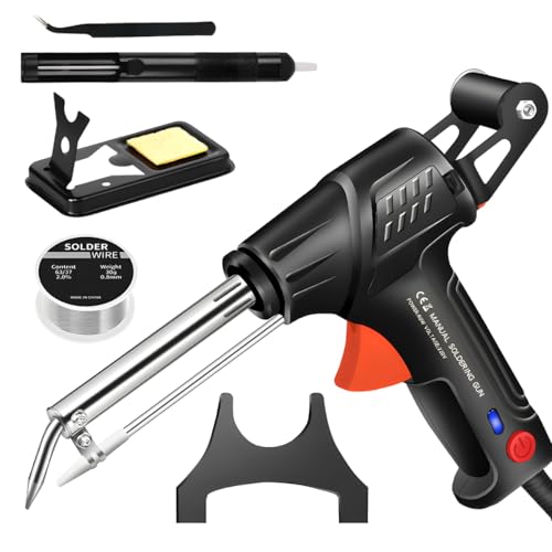 Suevut Internally Heated Industrial Welding Tools, Industrieller Schnellheizlötkolben, Automatische Schweißpistole, 60W Handschweißgerät, Einhändige Bedienung (1 Set, Schwarz) von Suevut