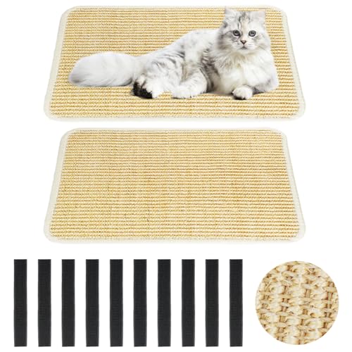 Suevut Katzenkratzmatte - 2 Pack 30x40cm Natursisal Katzenkratzmatte, Anti-Rutsch-Pad für Möbel und Wände, langlebige Kratzoberfläche, schützt Sofas und Teppiche, fördert gesundes Kratzen von Suevut