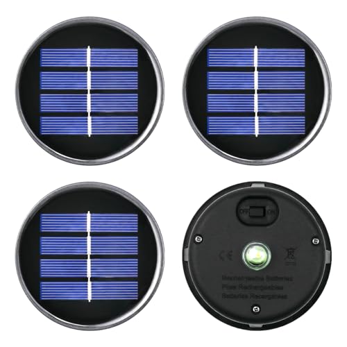 Suevut Solarleuchten Ersatzteile – 4 Stück Solar Ersatzdeckel 8cm mit LED – solarleuchten ersatz für Solarlaterne, Gartenfackeln, Außenleuchten – Wasserdichtes DIY Ersatzteil für Gartenbeleuchtung von Suevut