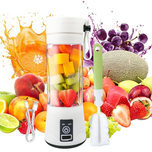 Suevut Tragbarer Mixer 380ml Mini-Standmixer mit 6 Edelstahlklingen & USB-C, Smoothie Mixer für Shakes, Säfte, Babynahrung & Eis, Mini Mixer mit Reinigungsbürste für Unterwegs von Suevut