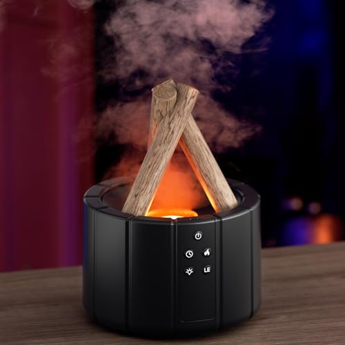 Aroma Diffuser ätherische öle Luftbefeuchter 250ML Duftöl Diffuser Fernbedienung Lagerfeuerform Mit Warmes Licht Und Bunte Lichter Geschenke für Frauen(Schwarz) von Suewidfay