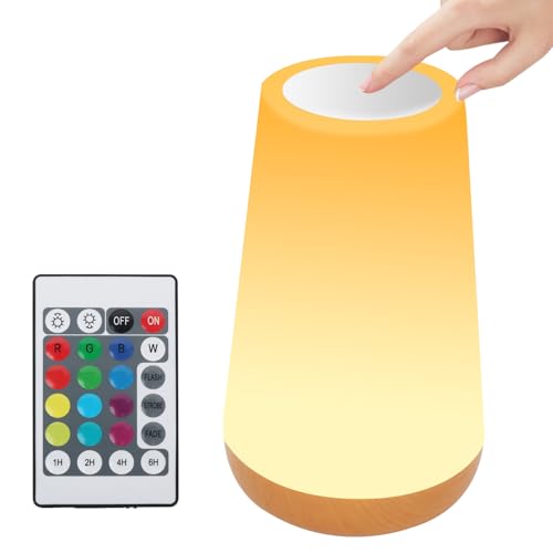 Nachttischlampe Nachtlicht, Touch Dimmbar, LED Tischlampe USB Aufladbar mit Fernbedienung, für Schlafzimmer Wohnzimmer, Hellbraun Nachttischlampe Nachtlicht, Touch Dimmbar, LED Tischlampe USB Aufladbar mit Fernbedienung, für Schlafzimmer Wohnzimmer, Hellbraun von Suewidfay