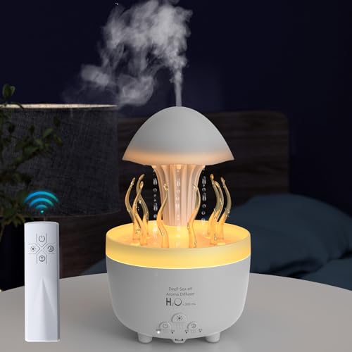 Regentropfen Luftbefeuchter Aroma öl Diffuser, Regen Humidifier 300ml,Diffuser ätherische öle Schlafzimmer Luftbefeuchter Duftlampe Timing 2h,4h,8h, Seetangschwankungen und Fernbedienung, Weiß Regentropfen Luftbefeuchter Aroma öl Diffuser, Regen Humidifier 300ml,Diffuser ätherische öle Schlafzimmer Luftbefeuchter Duftlampe Timing 2h,4h,8h, Seetangschwankungen und Fernbedienung, Weiß von Suewidfay