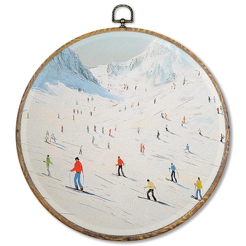 Sufamb Kunstdruck auf Leinwand, Motiv: Winterski, rund, Motiv: Wintersport, Snowboard, gerahmt, Skifahren, Berglandschaft, Wandbehang, Dekorationen für Zuhause, Schlafzimmer, 25,4 x 25,4 cm Sufamb Kunstdruck auf Leinwand, Motiv: Winterski, rund, Motiv: Wintersport, Snowboard, gerahmt, Skifahren, Berglandschaft, Wandbehang, Dekorationen für Zuhause, Schlafzimmer, 25,4 x 25,4 cm von Sufamb