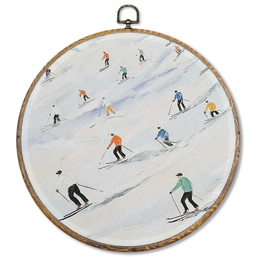 Sufamb Wandkunst, Motiv: Winterski, rund, Winterskifahren, gerahmt, Vintage-Sport, Ski, Snowboard, Wandbehang, Dekorationen für Zuhause, Schlafzimmer, Wohnzimmer, Dekoration, 25,4 x 25,4 cm Sufamb Wandkunst, Motiv: Winterski, rund, Winterskifahren, gerahmt, Vintage-Sport, Ski, Snowboard, Wandbehang, Dekorationen für Zuhause, Schlafzimmer, Wohnzimmer, Dekoration, 25,4 x 25,4 cm von Sufamb