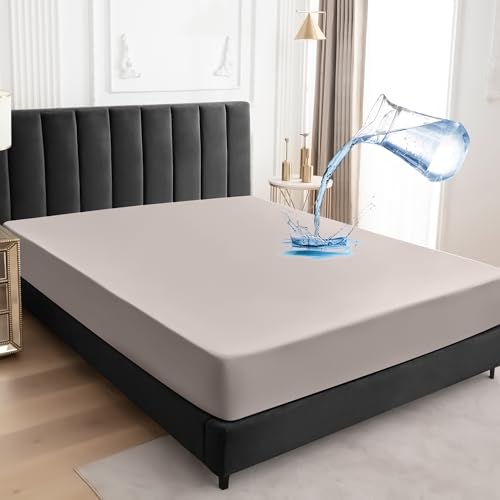 Matratzenschoner, wasserdicht, Super-King-Size-Bett, 180 x 200 cm, wasserdichtes Spannbetttuch, Matratzenschoner mit Gummiband, Matratzenbezug, Khaki von Sufdari