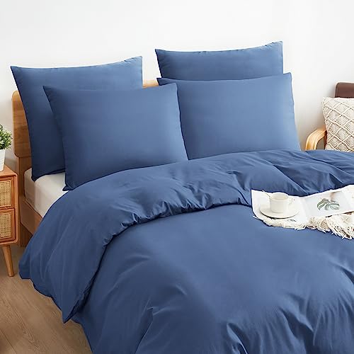 Sufdari Bettwäsche 135x200cm 100% Baumwolle Bettbezug -Atmungsaktive Bettwäsche Sets, Bettwäsche mit Reißverschluss+1 Kissenbezug 80x80 cm - Blau von Sufdari