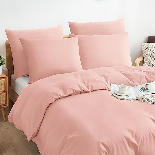 Sufdari Bettwäsche 135x200cm 100% Baumwolle Bettbezug -Atmungsaktive Bettwäsche Sets, Bettwäsche mit Reißverschluss+1 Kissenbezug 80x80 cm - Rosa von Sufdari