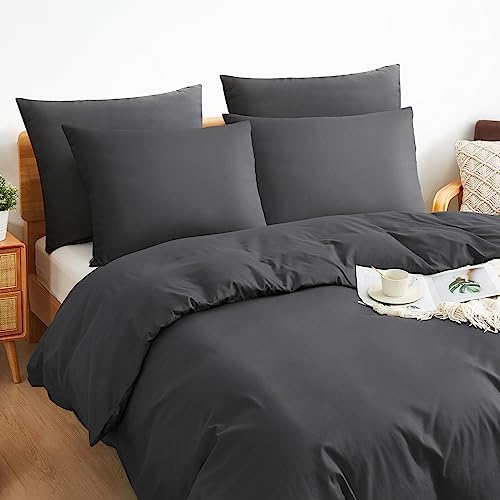 Sufdari Bettwäsche 220x240cm 100% Baumwolle Bettbezug -Atmungsaktive Bettwäsche Sets, Bettwäsche mit Reißverschluss+2 Kissenbezüge 80x80 cm - Grau von Sufdari