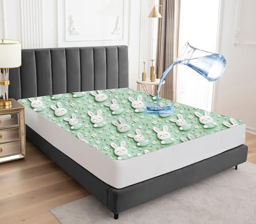 Wasserdichter Matratzenschoner 140x200cm Spannbettlaken, Atmungsaktive Matratzenbezug Wasserundurchlässiger Matratzen-Schutz Nässeschutz Spannbetttücher - Kaninchen Wasserdichter Matratzenschoner 140x200cm Spannbettlaken, Atmungsaktive Matratzenbezug Wasserundurchlässiger Matratzen-Schutz Nässeschutz Spannbetttücher - Kaninchen von Sufdari