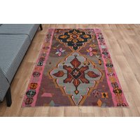 100x200 Kelim Teppich, Flachgewebe Teppich Rot, Antik, Pink Orange Braun, Wollteppich, Türkei von SuffeArt