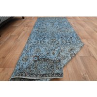 2'6x7 Ft, Türkisch Blauer Läufer, Shabby Chic, Vintage Oushak Traditioneller Teppich, Wollläufer, Chic von SuffeArt