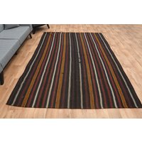 200x300 Kelim Teppich Gestreift Braun Rot Flachgewebe Patchwork Teppich, Kilim Gestreift, Wohndeko, Modern Mid Century 200x300 Kelim Teppich Gestreift Braun Rot Flachgewebe Patchwork Teppich, Kilim Gestreift, Wohndeko, Modern Mid Century von SuffeArt