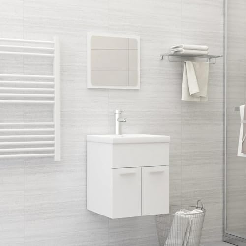 Sufrk 2-TLG. Badmöbel-Set BadezimmermöBel Bathroom Furniture Badezimmer MöBel Set BadmöBel Sets Weiß Holzwerkstoff von Sufrk