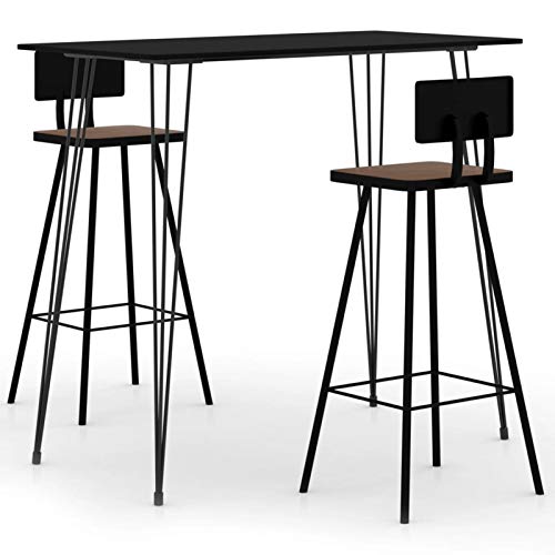 Sufrk Bar-Set, 3-teilig, schwarz, Garten-Bar-Set, Gartenmöbel von Sufrk