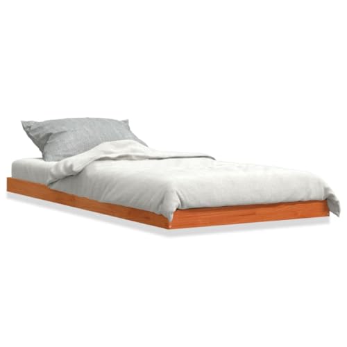 Sufrk Bettgestell Braun Wachs 75 x 190 cm aus massivem Kiefernholz - Bettgestell - Bettgestell - Plattform aus nachhaltigem Bambus mit Kopfteil Sufrk Bettgestell Braun Wachs 75 x 190 cm aus massivem Kiefernholz - Bettgestell - Bettgestell - Plattform aus nachhaltigem Bambus mit Kopfteil von Sufrk