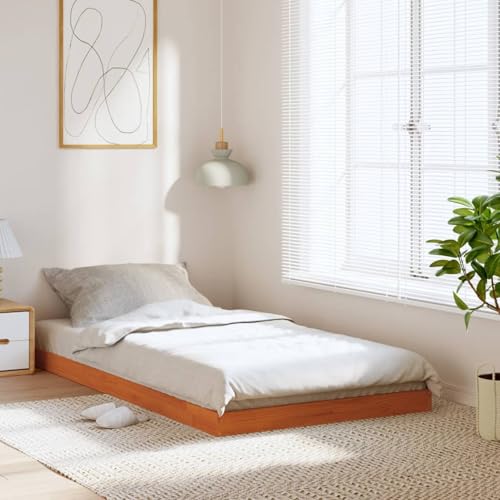 Sufrk Bettgestell Braun Wachs 90 x 200 cm aus massivem Kiefernholz – Bettgestell – Plattform aus nachhaltigem Bambus mit Kopfteil Sufrk Bettgestell Braun Wachs 90 x 200 cm aus massivem Kiefernholz – Bettgestell – Plattform aus nachhaltigem Bambus mit Kopfteil von Sufrk