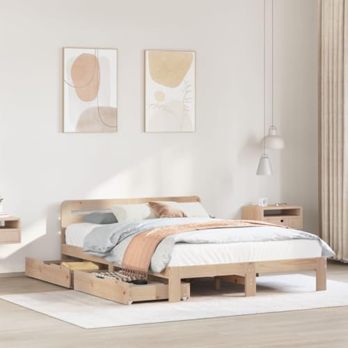 Sufrk Bettgestell ohne Matratze 140 x 200 cm aus massivem Kiefernholz, modernes Bett, mit Lattenrost aus Holz von Sufrk
