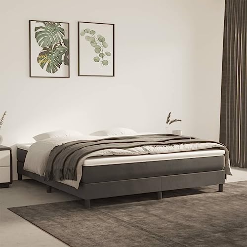 Sufrk Boxspringbett mit Matratze Dunkelgrau 180x200 cm Bett Boxspringbett Bett Mit Matratze Bettgestel Boxspringbetten Samt - 3144346 von Sufrk