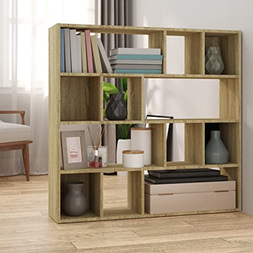 Sufrk Bücherregal/Raumteiler Shelf Divider Regal Raumteiler Regal Wohnzimmer Room Dividers Sonoma-Eiche 105x24x102 cm von Sufrk