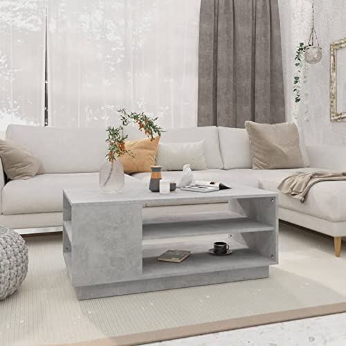Sufrk Couchtisch, Beton, Grau, 102 x 55 x 43 cm, Holz-Couchtisch mit Ablage, Teetisch in der Mitte für Wohnzimmer, Heimbüro Sufrk Couchtisch, Beton, Grau, 102 x 55 x 43 cm, Holz-Couchtisch mit Ablage, Teetisch in der Mitte für Wohnzimmer, Heimbüro von Sufrk