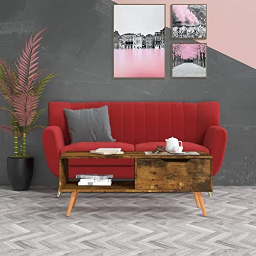 Sufrk Couchtisch, Raucheiche, 100 x 49,5 x 43 cm, Spanplatte, Couchtisch, Wohnzimmer, kleiner Couchtisch, Retro Sufrk Couchtisch, Raucheiche, 100 x 49,5 x 43 cm, Spanplatte, Couchtisch, Wohnzimmer, kleiner Couchtisch, Retro von Sufrk