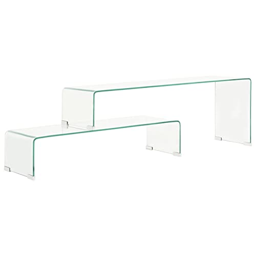 Sufrk Couchtisch-Set, 2 Stück, 90 x 30 x 20/110 x 30 x 40 cm, Hartglas, Couchtisch, Wohnzimmer, kleiner Couchtisch, Retro-Stil Sufrk Couchtisch-Set, 2 Stück, 90 x 30 x 20/110 x 30 x 40 cm, Hartglas, Couchtisch, Wohnzimmer, kleiner Couchtisch, Retro-Stil von Sufrk