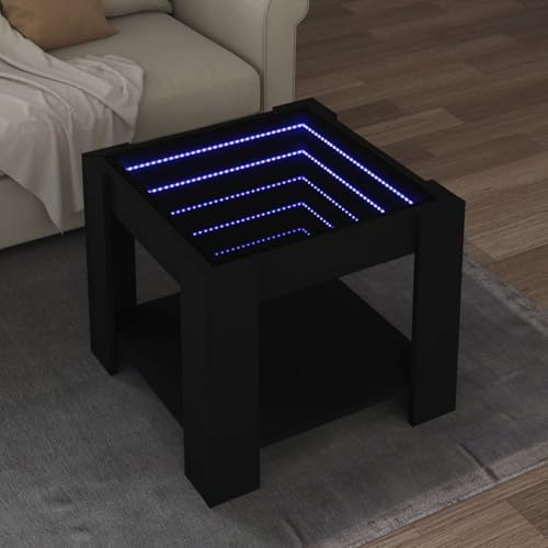 Sufrk Couchtisch mit LED, schwarz, 53 x 53 x 45 cm, aus mehrschichtigem Holz, Couchtisch mit Beinen mit einer Ablage, Kaffeetisch, Couchtisch, moderne Wohnkultur Sufrk Couchtisch mit LED, schwarz, 53 x 53 x 45 cm, aus mehrschichtigem Holz, Couchtisch mit Beinen mit einer Ablage, Kaffeetisch, Couchtisch, moderne Wohnkultur von Sufrk