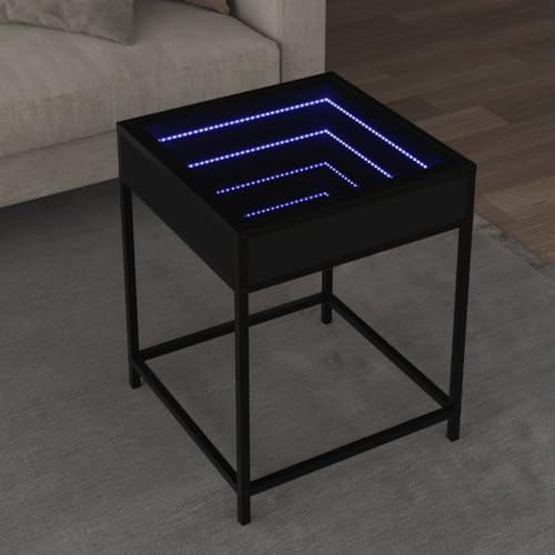 Sufrk Couchtisch mit LED Infinity schwarz, 40 x 40 x 51 cm, Couchtisch aus Holz, Couchtisch mit Beinen mit einer Ablage, Kaffeetisch, Couchtisch, moderne Wohnkultur Sufrk Couchtisch mit LED Infinity schwarz, 40 x 40 x 51 cm, Couchtisch aus Holz, Couchtisch mit Beinen mit einer Ablage, Kaffeetisch, Couchtisch, moderne Wohnkultur von Sufrk