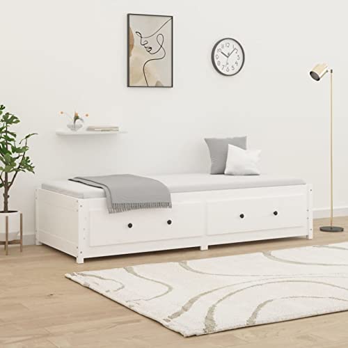 Sufrk Dormeuse Weiß 90 x 200 cm aus massivem Kiefernholz, Sofabett, Gästebett, Funktionsbett mit Stauraum von Sufrk