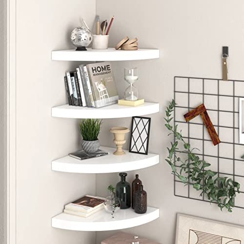 Sufrk Eck-Schweberegale 4 STK. Hochglanz-Weiß 35x35x3,8 cm MDF Schwebendes Regal Wandregale Eckregal KüChe Eckregal von Sufrk