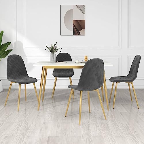 Sufrk Esszimmerstühle 4 STK. Dunkelgrau Samt Dining Table Set 4 Chairs Esszimmerstuhl Holz Esstisch StüHle - 325680 von Sufrk