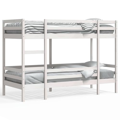 Sufrk Etagenbett ohne Matratze, weiß, 90 x 190 cm, massives Kiefernholz, Doppelbett, elegantes Kopfteil aus Metall, rustikaler und moderner Stil Sufrk Etagenbett ohne Matratze, weiß, 90 x 190 cm, massives Kiefernholz, Doppelbett, elegantes Kopfteil aus Metall, rustikaler und moderner Stil von Sufrk