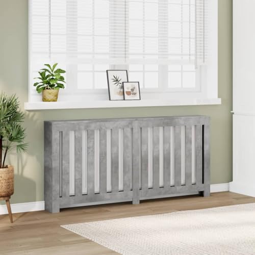 Sufrk Heizkörperverkleidung Betongrau 175x20x82 cm HeizköRperabdeckung Wohnungseinrichtung HeizköRper Abdeckung Holzwerkstoff - 852756 von Sufrk