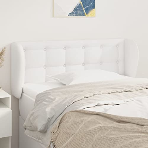 Sufrk Kopfteil mit Ohren, weiß, 93 x 23 x 78/88 cm, aus Kunstleder, Kopfteil aus Kunstleder, gepolstertes Kopfteil Sufrk Kopfteil mit Ohren, weiß, 93 x 23 x 78/88 cm, aus Kunstleder, Kopfteil aus Kunstleder, gepolstertes Kopfteil von Sufrk