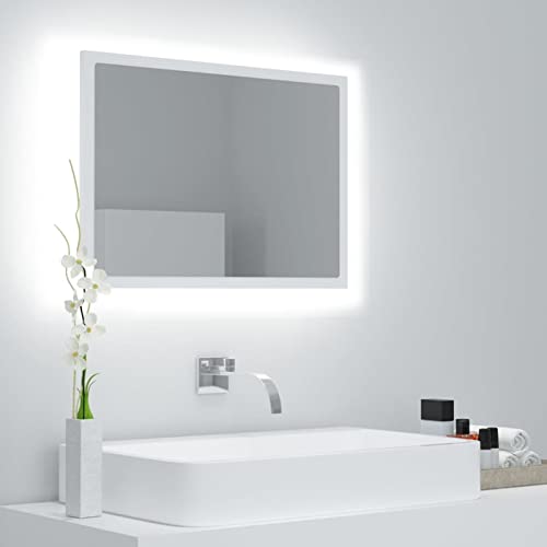 Sufrk LED-Badspiegel Weiß 60x8,5x37 cm Badspiegel Mit Beleuchtung Badezimmerspiegel Spiegel Mit Beleuchtung Acryl von Sufrk