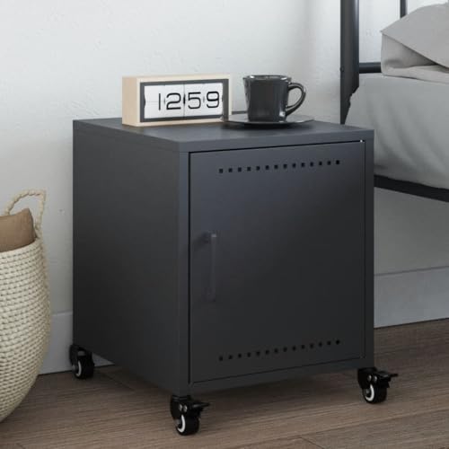 Sufrk Nachttisch, Anthrazit, 36 x 39 x 43,5 cm aus Stahl, Nachttische für Schlafzimmer aus Holz, moderner Design-Tisch, platzsparend, für Wohnzimmer Sufrk Nachttisch, Anthrazit, 36 x 39 x 43,5 cm aus Stahl, Nachttische für Schlafzimmer aus Holz, moderner Design-Tisch, platzsparend, für Wohnzimmer von Sufrk