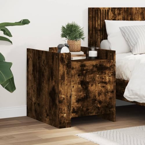 Sufrk Nachttisch Eiche Rauchgrau 45 x 50 x 50 cm aus Spanplatte, Nachttische für Schlafzimmer aus Holz, modernes Design, platzsparender Schrank für Wohnzimmer Sufrk Nachttisch Eiche Rauchgrau 45 x 50 x 50 cm aus Spanplatte, Nachttische für Schlafzimmer aus Holz, modernes Design, platzsparender Schrank für Wohnzimmer von Sufrk