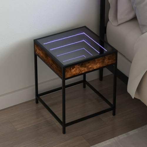 Sufrk Nachttisch mit LED Infinity Eiche, Rauchgrau, 40 x 40 x 51 cm, Nachttische für Schlafzimmer aus Holz, modernes Design, platzsparender Schrank für Wohnzimmer Sufrk Nachttisch mit LED Infinity Eiche, Rauchgrau, 40 x 40 x 51 cm, Nachttische für Schlafzimmer aus Holz, modernes Design, platzsparender Schrank für Wohnzimmer von Sufrk