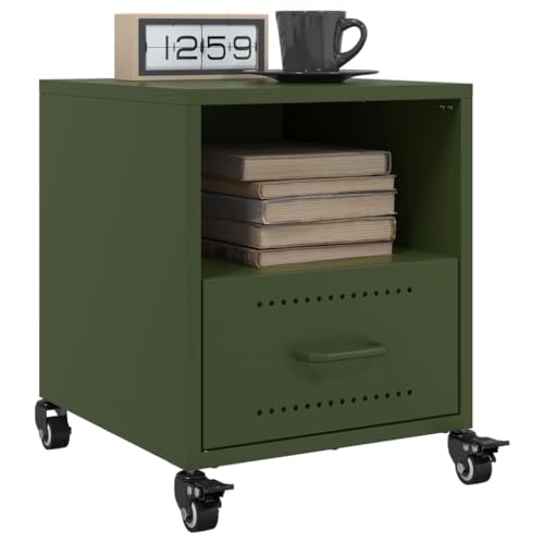Sufrk Nachttische 2 Stück Olivgrün 36 x 39 x 43,5 cm aus Stahl, Nachttische für Schlafzimmer aus Holz, modernes Design, platzsparender Schrank für Wohnzimmer Sufrk Nachttische 2 Stück Olivgrün 36 x 39 x 43,5 cm aus Stahl, Nachttische für Schlafzimmer aus Holz, modernes Design, platzsparender Schrank für Wohnzimmer von Sufrk