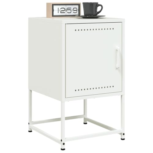 Sufrk Nachttische 2 Stück weiß 36 x 39 x 60,5 cm aus Stahl, Nachttische für Schlafzimmer aus Holz, modernes Design, platzsparender Schrank für Wohnzimmer Sufrk Nachttische 2 Stück weiß 36 x 39 x 60,5 cm aus Stahl, Nachttische für Schlafzimmer aus Holz, modernes Design, platzsparender Schrank für Wohnzimmer von Sufrk