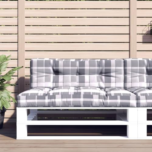 Sufrk Palettenkissen 2-TLG. Auflagen FüR GartenmöBel Palettenkissen Outdoor Balkon Kissen Garten Kissen Grau Karomuster Stoff - 360747 von Sufrk