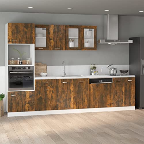 Sufrk Schrank Eiche Rauch, 60 x 46 x 81,5 cm, aus mehrschichtigem Holz, freistehender Badezimmerschrank, Badezimmermöbel, Organizer von Sufrk