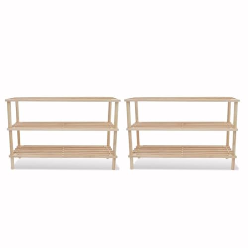 Sufrk Schuhregal mit 3 Einlegeböden, 2 Stück, Tannenholz, robust, Schuhregal, Schuhregal Sufrk Schuhregal mit 3 Einlegeböden, 2 Stück, Tannenholz, robust, Schuhregal, Schuhregal von Sufrk